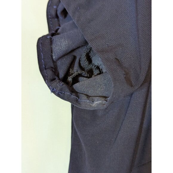 Navy & Silver Striped Party Dress With Metallic Accents Short Sleeve Womens Sz 1 - Picture 5 of 7